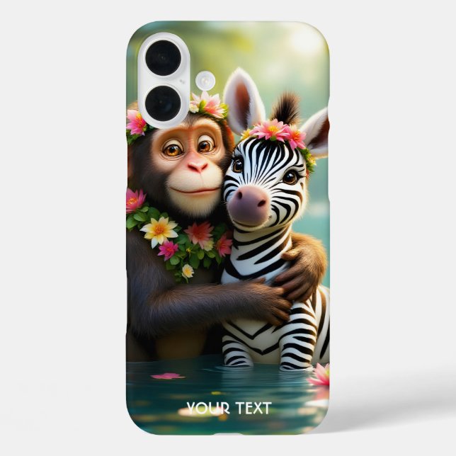 Fantasy Cute Monkey Zebra Hug  Case-Mate iPhone Case (Back)