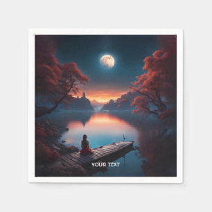 Fantasy Cute Moon Girl Lake Napkin