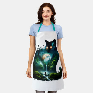 Fantasy Cute Moon Waterfall Cat Apron