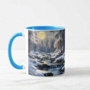 Fantasy Cute Moon Winter Forest Mug