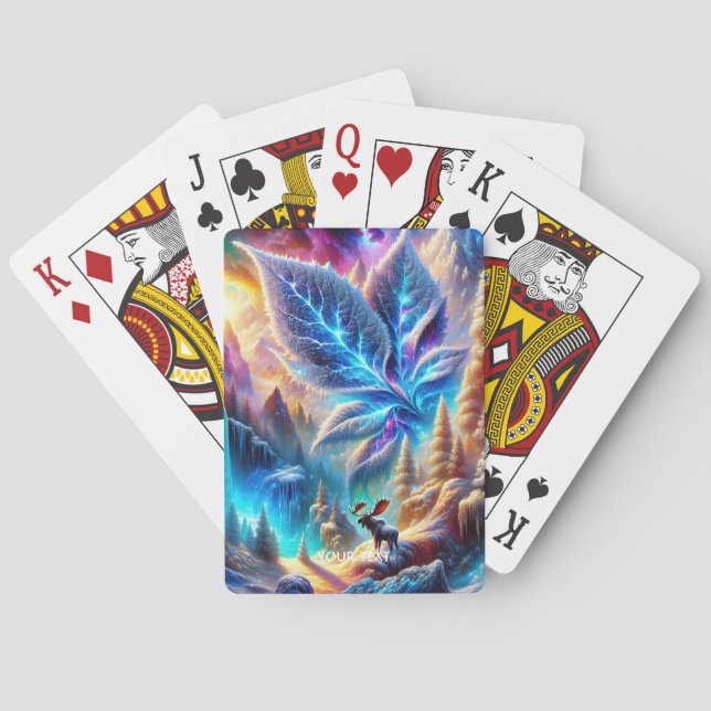 Fantasy Cute  Moose Leaf Colours Playing Cards (Back)