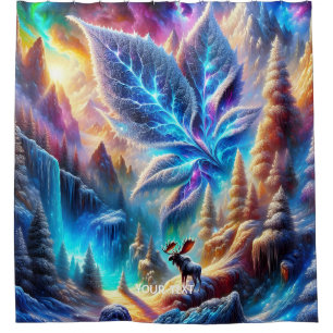 Fantasy Cute  Moose Leaf Colours Shower Curtain