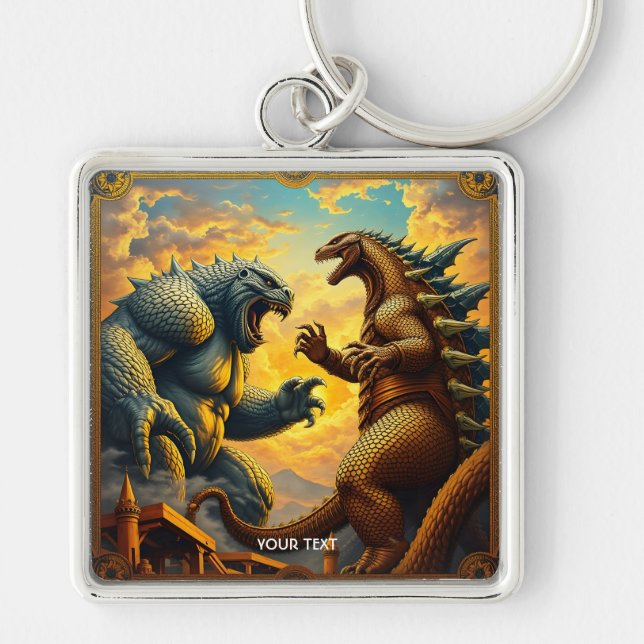 Fantasy Cute Mosaic Fierce Battle Key Ring (Front)