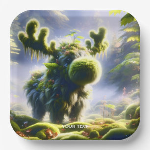 Fantasy Cute Moss Moose Forest Paper Plate