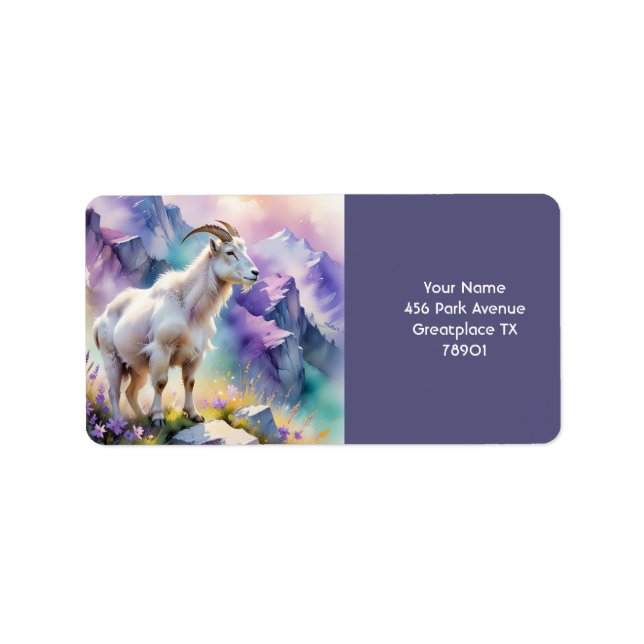 Fantasy Cute Mountain Goat Meadow Label (Front)