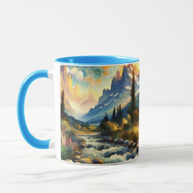 Fantasy Cute Mountains Landscape Sunset Mug (Left)
