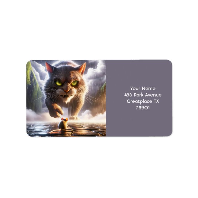 Fantasy Cute Mouse And Cat  Label (Front)