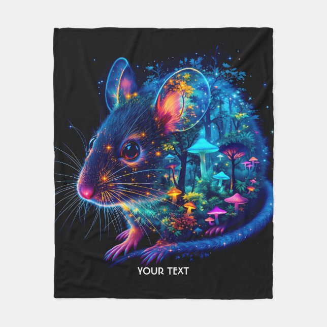 Fantasy Cute Mouse  Mushrooms Forest Fleece Blanket (Front)
