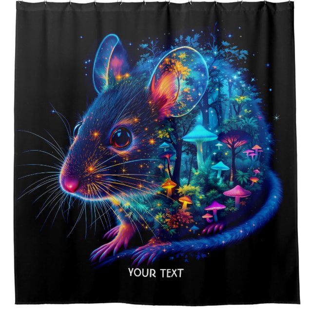 Fantasy Cute Mouse  Mushrooms Forest Shower Curtain (Front)