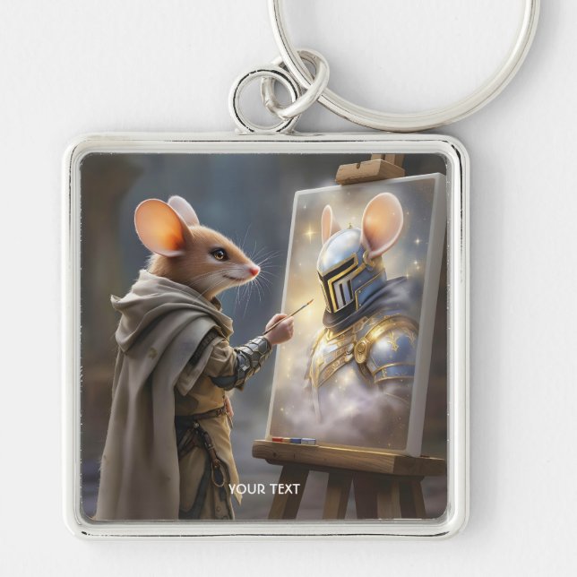 Fantasy Cute Mouse Painting Mouse Key Ring (Front)