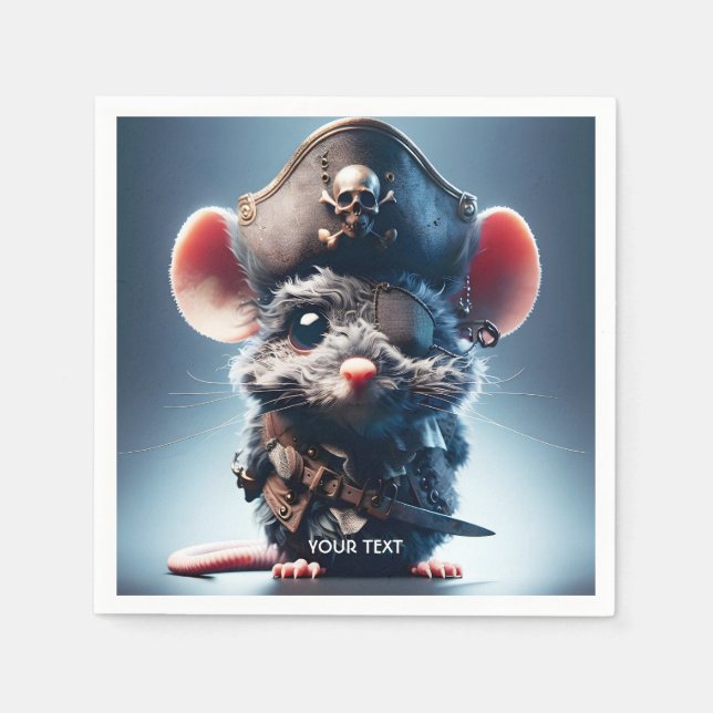 Fantasy Cute Mouse Pirate Hat Napkin (Front)