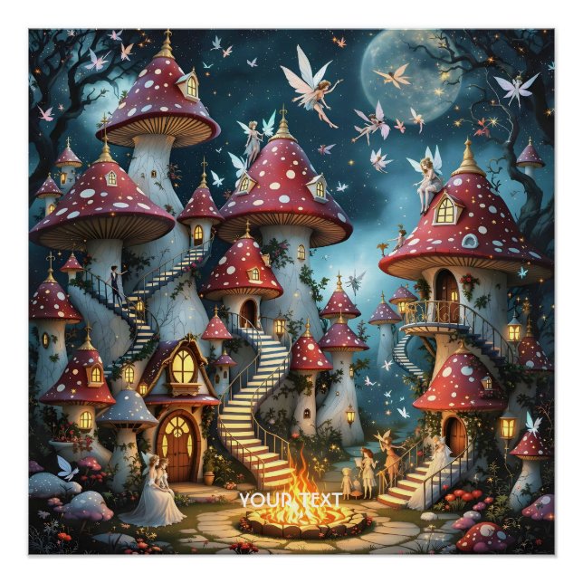 Fantasy Cute Mushroom Forest Realm Poster (Front)