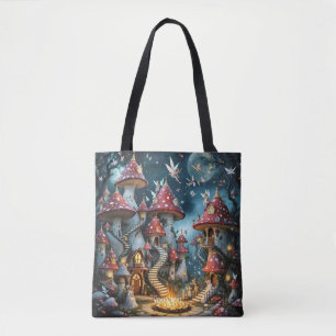 Fantasy Cute Mushroom Forest Realm Tote Bag