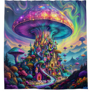 Fantasy Cute Mushroom Rainbow Skies Shower Curtain