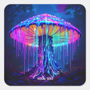 Fantasy Cute Mushroom Surreal Forest Square Sticker