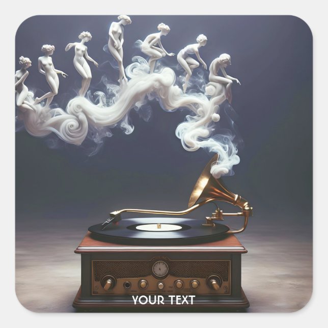 Fantasy Cute Music Dance Smoke Square Sticker (Front)