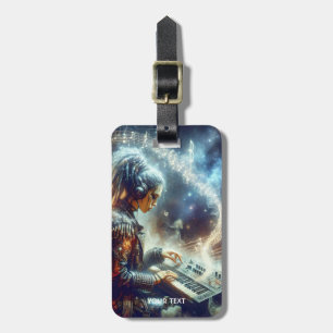 Fantasy Cute Music Notes Girl Luggage Tag