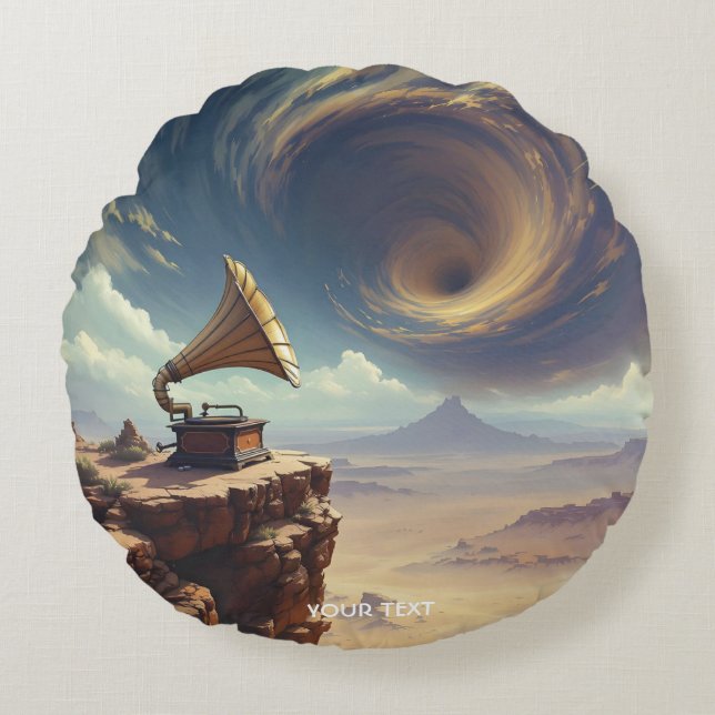 Fantasy Cute Music Of Desert Round Cushion (Front)