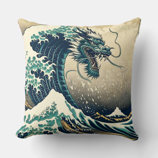 Fantasy Cute Mythical Japanese Dragon Cushion (Front)