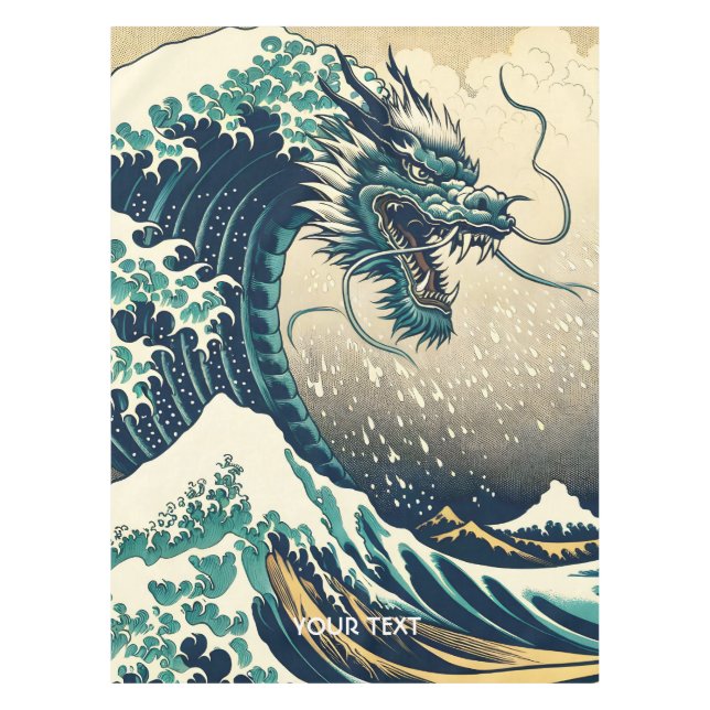 Fantasy Cute Mythical Japanese Dragon Tablecloth (Front)