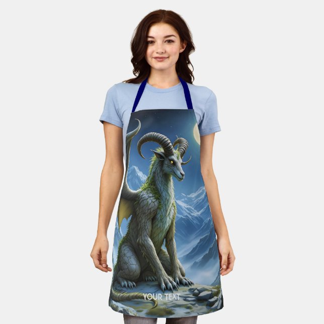 Fantasy Cute Mythical Ram Dragon Apron (Worn)
