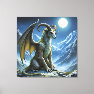 Fantasy Cute Mythical Ram Dragon Canvas Print
