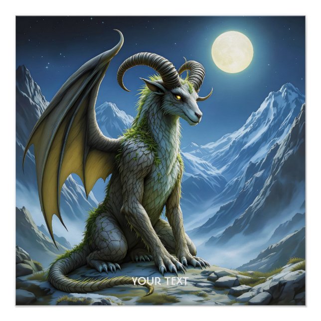 Fantasy Cute Mythical Ram Dragon Poster (Front)
