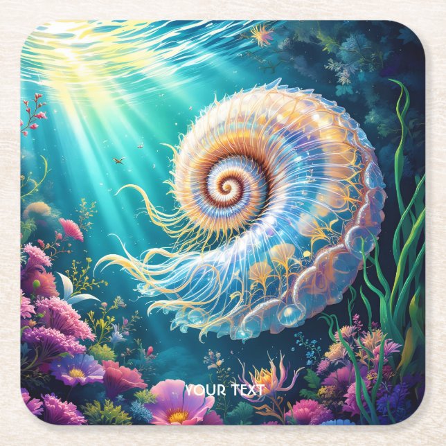 Fantasy Cute Nature Underwater World Square Paper Coaster (Front)