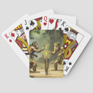Fantasy Cute Neandertals Playing Tennis Cards