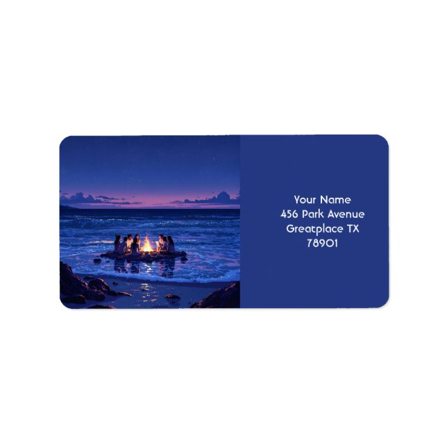 Fantasy Cute Night Sea Bonfire Label (Front)