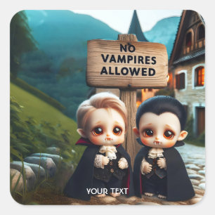 Fantasy Cute No Allowed Sign Square Sticker