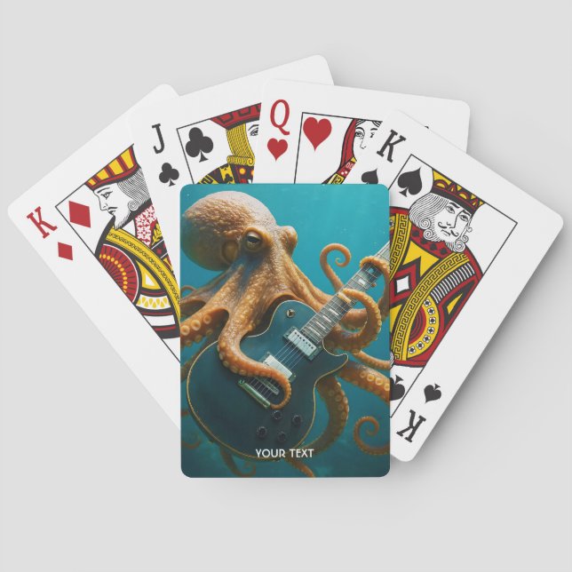 Fantasy Cute Octopus Playing Guitar Cards (Back)
