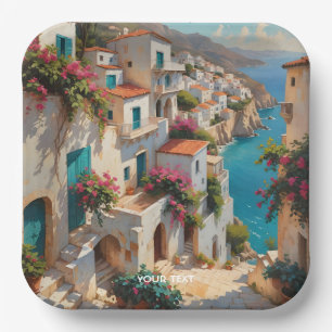 Fantasy Cute Oil Painting Landscape Paper Plate