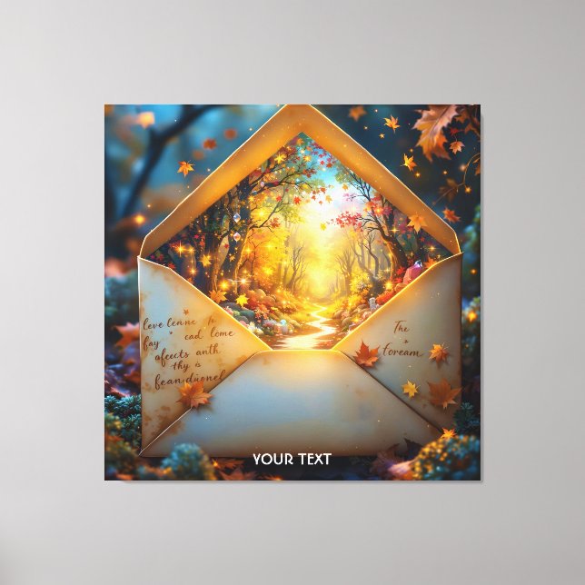Fantasy Cute Old Autumn Envelope Canvas Print (Front)