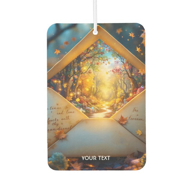 Fantasy Cute Old Autumn Envelope Car Air Freshener (Front)