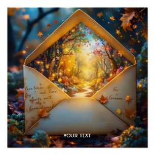 Fantasy Cute Old Autumn Envelope Poster