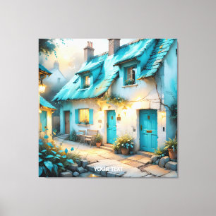 Fantasy Cute Old Blue House Canvas Print