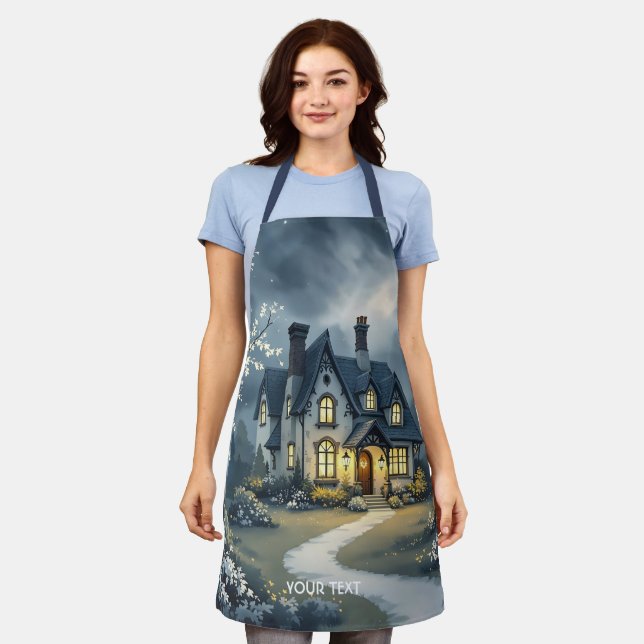 Fantasy Cute Old House Night Apron (Worn)