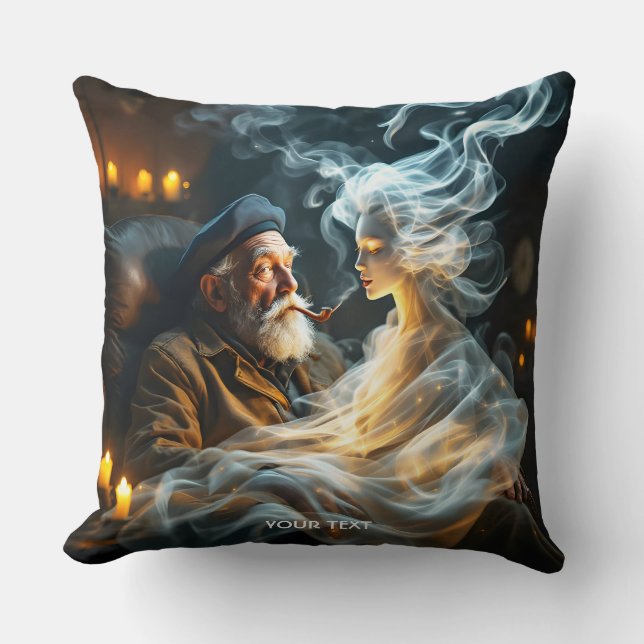 Fantasy Cute Old Man Smoke Cushion (Front)