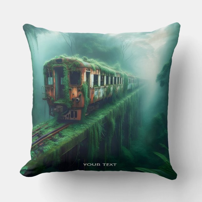 Fantasy Cute Old Past Train Cushion (Front)