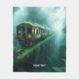 Fantasy Cute Old Past Train Fleece Blanket