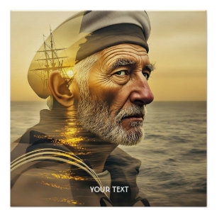 Fantasy Cute Old Sailor Sea Poster