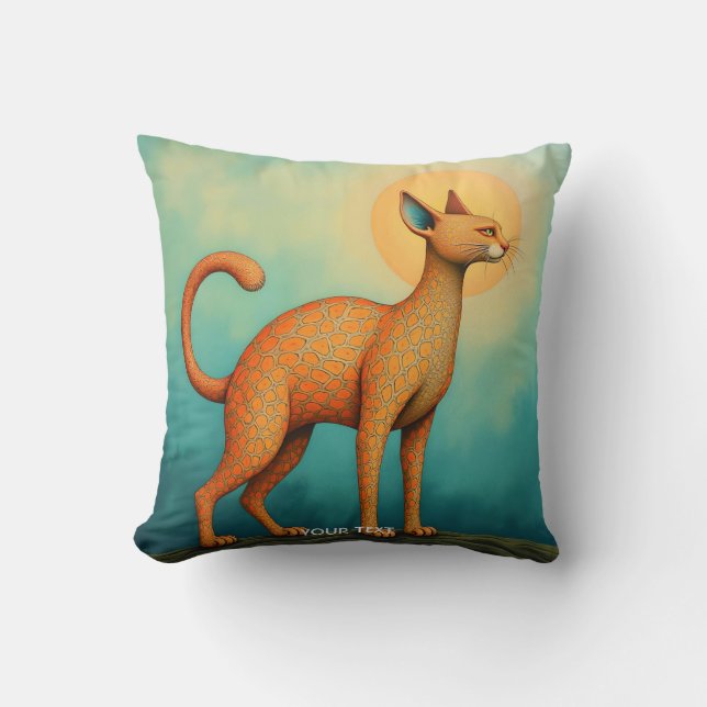 Fantasy Cute Orange Abstract Cat Cushion (Front)