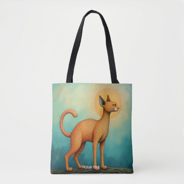 Fantasy Cute Orange Abstract Cat Tote Bag (Front)