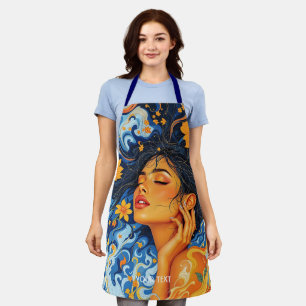 Fantasy Cute Orange Blue Girl Apron