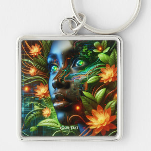 Fantasy Cute Orange Green Girl Key Ring