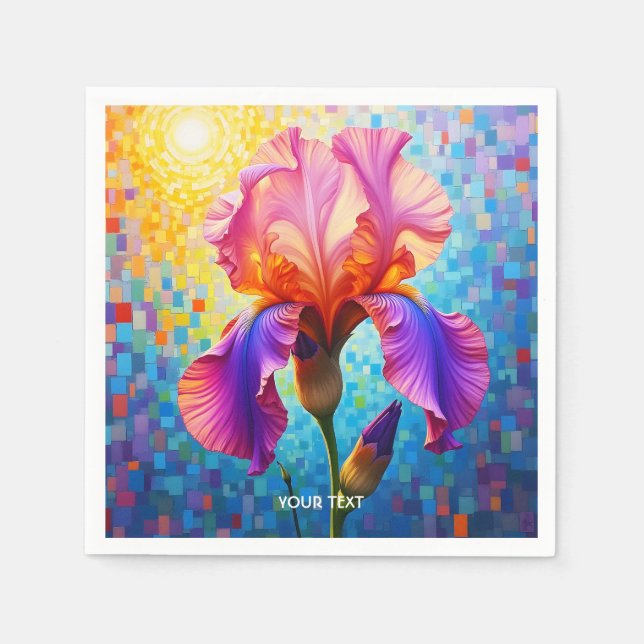 Fantasy Cute  Orange Pink Flower Napkin (Front)