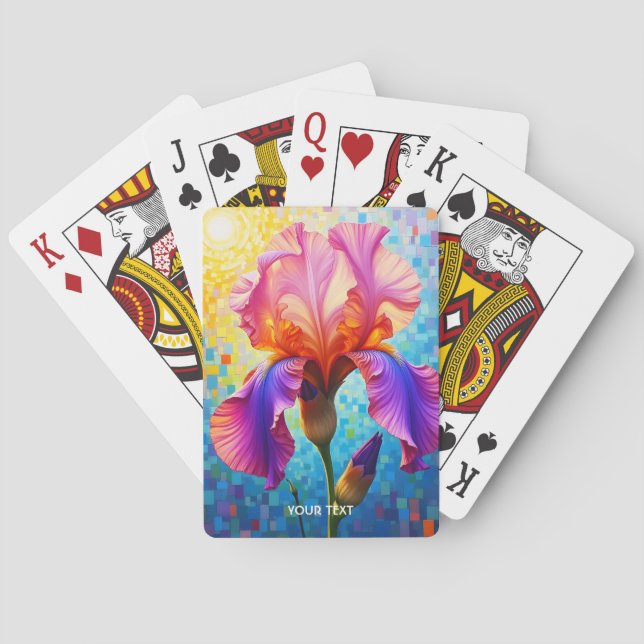 Fantasy Cute  Orange Pink Flower Playing Cards (Back)