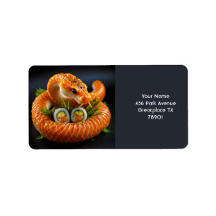 Fantasy Cute Orange Snake Sushi Label