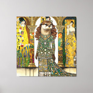 Fantasy Cute Otter Art Deco Canvas Print